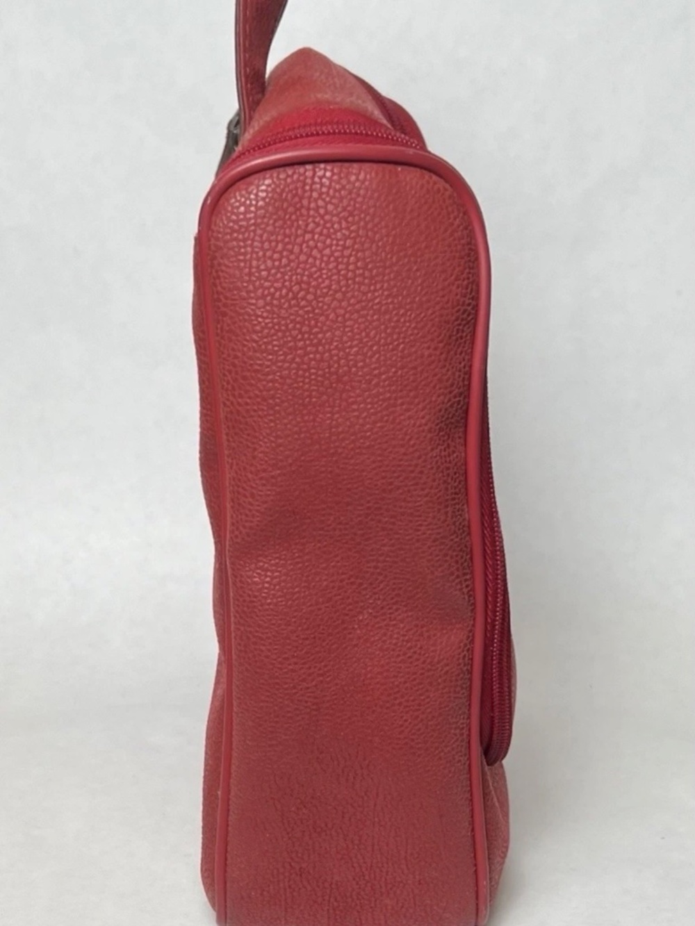 Vintage Boyt Red Pebbled Leather Hanging Travel Toiletry Bag Dopp Kit - Picture 9 of 11